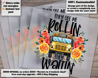 Custom DTF Prints for Sublimation and DTG - School Bus Driver Designs, Quotes and Sayings, Glitter Moonshine, and More