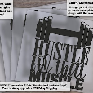 Gym Motivation Hustle Quote | Workout Shirt Design | Funny Fitness Saying | Commercial Use Heat Transfer | Ready to Press DTF