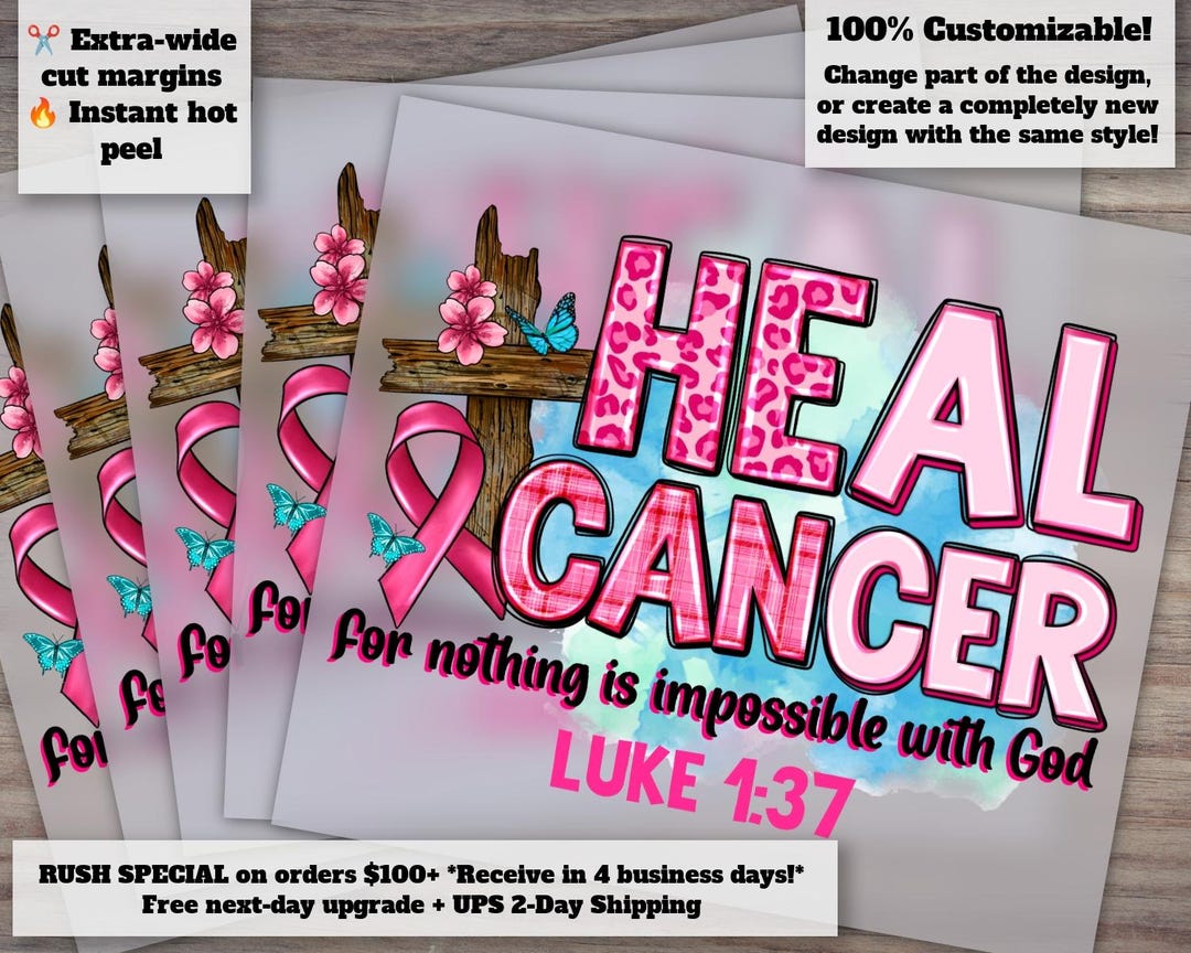 Faith-based Cancer Healing, Awareness Ribbon, Wooden Cross, Heat ...