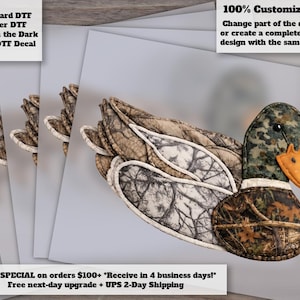 Camouflage Quilted Duck Applique Heat Transfer Rustic Hunting Patchwork Design