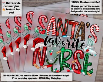 Santa's Favorite Nurse Dtf, Stethoscope Dtf, Nurse Christmas Dtf, Christmas Trees, Nurse Trees, Print Transfer, Nurse Dtf, Digital Print