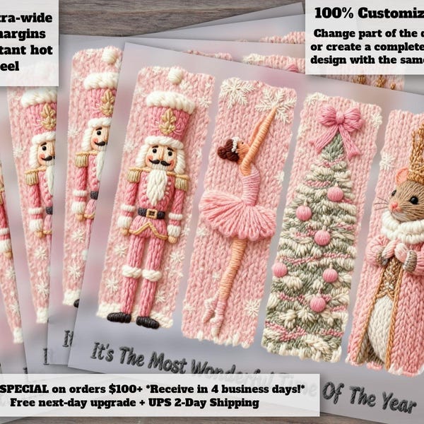 Preppy Pink Floral Christmas Nutcracker Ballet DTF Heat Transfer