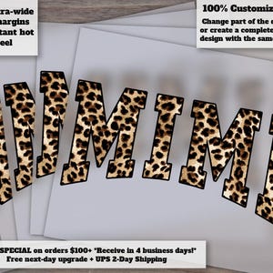 Mimi Leopard Cheetah Distressed Design, Heat Transfer, Waterslide, DTF T-Shirt Print, Ready to Press image 1