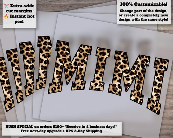 Mimi Leopard Cheetah Distressed Design, Heat Transfer, Waterslide, DTF T-Shirt Print, Ready to Press