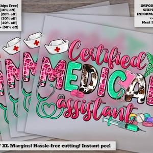 Certified Medical Assistant and Nurse Life Designs, Ready to Press CMA Nurse, Nursing Heat Transfer, DTF, SEO-Optimized Etsy Shop Listing