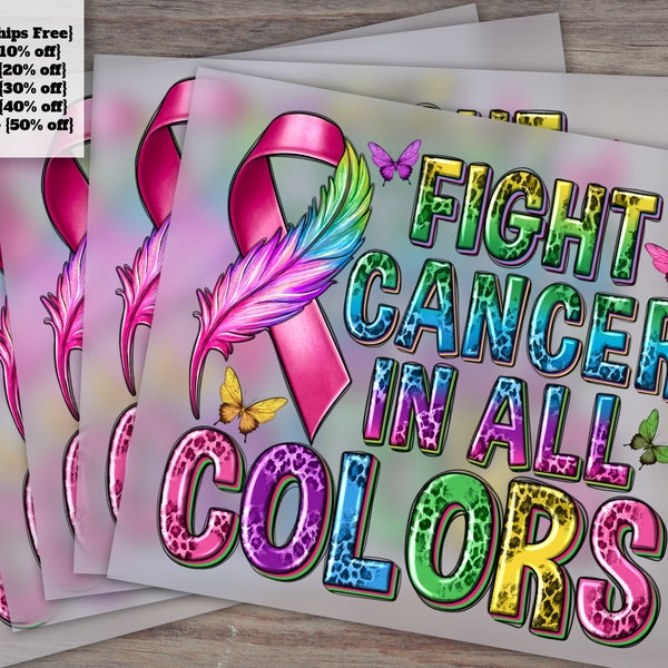 Western Cancer Awareness Design: All Colors, Feather Detail, Ready-to-Press Heat Transfer, DTF, Support Breast Cancer