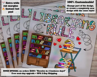 Librarian Life Design for Cricut, School and Library Graphics, Western Style Ready-to-Press, Heat Transfer, DTF, Craft Supplies