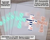 DTF Transfer Design- Easter Spring Cross Trio in Teal, Navy Stripes and Rose Glitter, Ready-to-Press Heat Transfer.