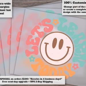 Retro Smiley DTF Transfer - Trendy Teacher Hot Peel and Ready to Press, Cute Heat Transfer Design