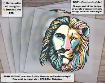Uplifting Christian Scripture Designs, Jesus as Lion Revelations, Heat Transfer Ready, DTF, Christ-Inspired Quotes