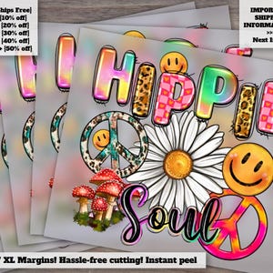 Peace Sign Heat Transfer Design, Western Hippie Ready Press, Hippie Soul and Vibes DTF