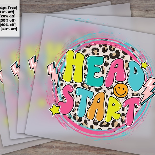 Back to School Heat Transfer Design, Head Start Ready-to-Press DTF, For Etsy Shop Listings