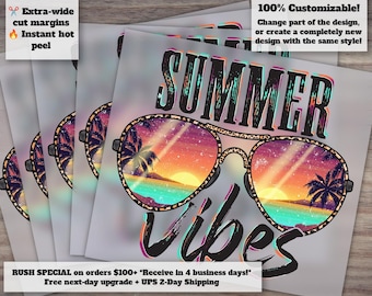 Summer Vibes Sunglasses Design - Ready-to-Press for Heat Transfer and DTF - Summer Vibes Theme