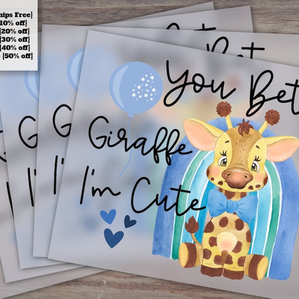 Cute Giraffe Design for Kids, Ready to Press Heat Transfer, Suitable for Lasting DTF, Ideal for Toddlers and Baby Boy