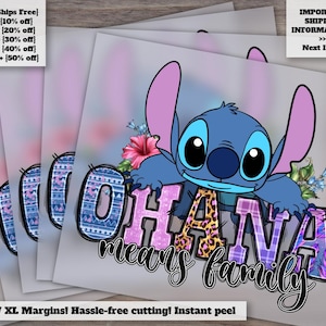 Ohana Family Design - Ready-to-Press Heat Transfer, DTF - Stitch and Western Style - Ideal for Apparel Decoration.