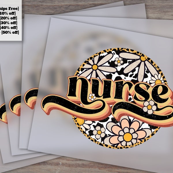 Vintage 70s 80s Hippie Nurse Shirt Graphics, Retro Nurse Heat Transfer Designs, Ready to Press DTF, Groovy Circle Frame Design Files