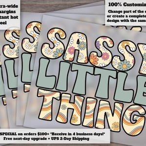 Retro Sassy Kids Heat Transfer | Ready-to-Press Floral Design | DTF Sassy Little Soul Style | Trendy Etsy Print