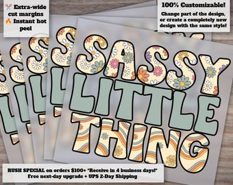 Retro Sassy Kids Heat Transfer | Ready-to-Press Floral Design | DTF Sassy Little Soul Style | Trendy Etsy Print