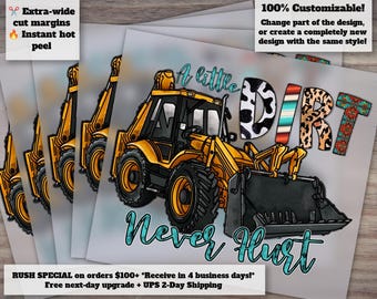Western Bulldozer Construction Design - Ready to Press Heat Transfer - Little Dirt Theme DTF