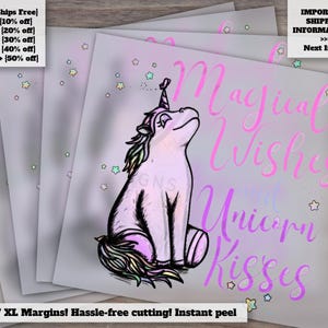 Unicorn Kisses Design, Kid&#39;s Unicorn Graphics, Baby Heat Transfer, Ready-to-Press, DTF, Suitable for Heat Pressing