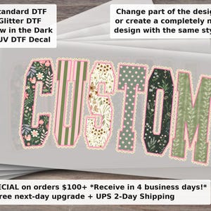 Custom , Floral Patchwork Shirt Design, Lace Alphabet , Custom Mom , Personalized Name , Cottagecore Gift for Her, Mother's Day DTF Transfer