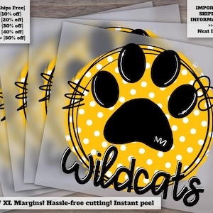 Wildcats Spirit Tee - Heat Transfer Ready, Wildcats Paw Print Design, Ready to Press DTF Shopping