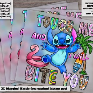 Floral Stitch Character Design: Ready-to-Press Heat Transfer, DTF, Bite Warning Image