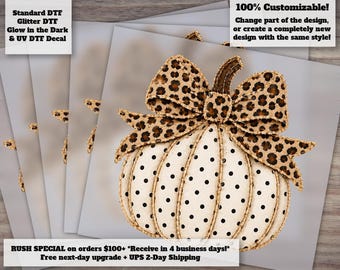 Transferencia térmica lista para planchar con estampado de calabazas y lunares otoñales / Estilo campfire otoñal desgastado.