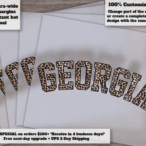 Georgia Leopard Print Design | Georgia State Heat Transfer | Ready to Press Leopard Cheetah Print | Perfect for DTF and HTC