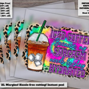 Iced Coffee, Dtf Print Transfer, Digital Transfer Dtf, Iced Coffee Dtf, Waterslide Dtf, Heat Press File, Digital Print, Funny Dtf