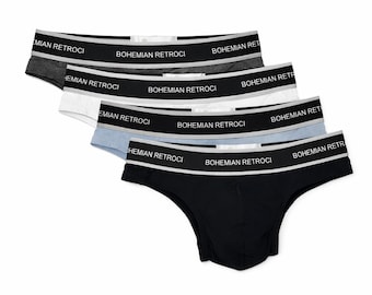 Bohemian Retroci Men's Underwear Sport Brief set of 4 (Premium Modal and Materials) 3D Lifting and Silky Smooth.