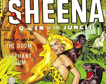 183 números Jumbo Comic Plus Sheena Queen of The Jungle y cómics clásicos, libros clásicos para niños, descarga digital vintage