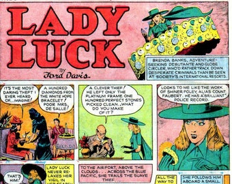 79 Lady Luck Comic Strip, Very Rare Comic Strip, Classic Comic Strip Immediate Download