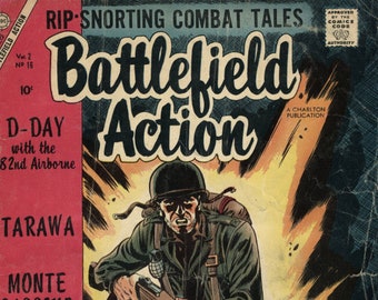 Battlefield Action Comic 73 Issues, Classic Book Kids, Vintage Magazine Rack, DIGITAL DOWNLOAD