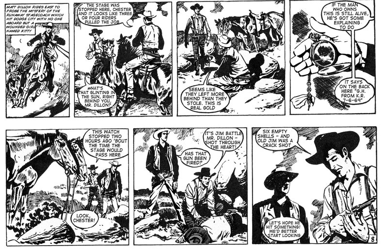 Gun Law Comic Strip Collectibles uit krantenstrips, vintage Comic, zeldzame Comic, Comic Strip, gebaseerd op Gunsmoke onmiddellijke download afbeelding 8