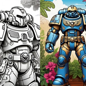 100 Digital Colouring Book: Space Marine Images, Colouring in Pages, All Ages Colouring, Colouring in, Immediate Download image 5