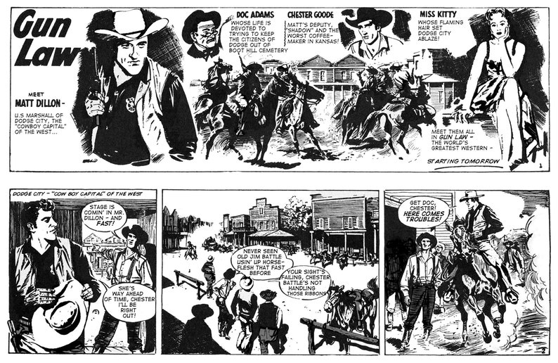 Gun Law Comic Strip Collectibles uit krantenstrips, vintage Comic, zeldzame Comic, Comic Strip, gebaseerd op Gunsmoke onmiddellijke download afbeelding 10