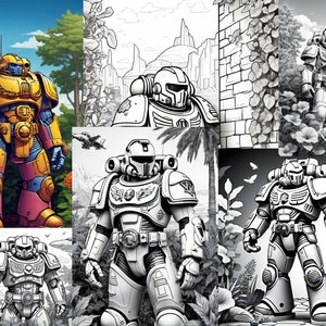 100 Digital Colouring Book: Space Marine Images, Colouring in Pages, All Ages Colouring, Colouring in, Immediate Download image 1