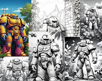 Plus de 100 livres de coloriage numériques : images Space Marines, pages à colorier, pages à colorier pour tous les âges, coloriages, téléchargement immédiat