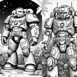 100 Digital Colouring Book: Space Marine Images, Colouring in Pages, All Ages Colouring, Colouring in, Immediate Download image 8