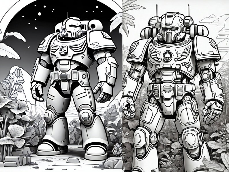 100 Digital Colouring Book: Space Marine Images, Colouring in Pages, All Ages Colouring, Colouring in, Immediate Download image 8