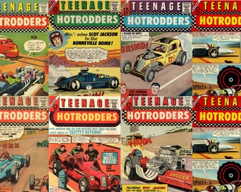 24 Issues Teenage Hotrodders Comics 1963-1972, Complete Series, Immediate Digital Download, Classic Youth Racing, Rare Collector's Set