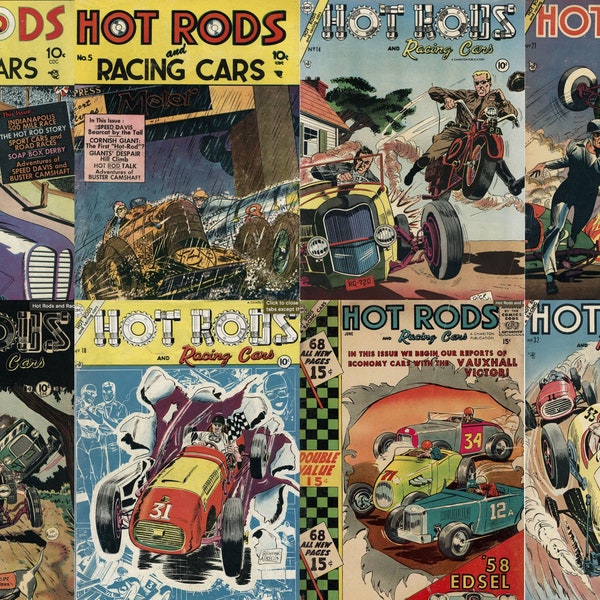 115 Issues Hot Rods & Racing Cars Comics 1951-1973, Digital Bundle, Classic Automotive Action, Instant Download, Collector's Edition