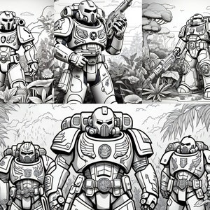 100 Digital Colouring Book: Space Marine Images, Colouring in Pages, All Ages Colouring, Colouring in, Immediate Download image 10