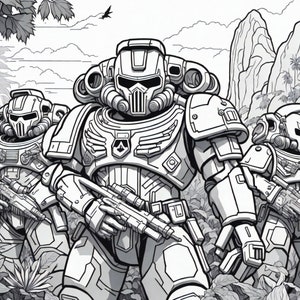 100 Digital Colouring Book: Space Marine Images, Colouring in Pages, All Ages Colouring, Colouring in, Immediate Download image 6