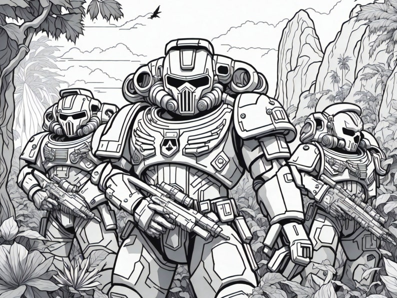 100 Digital Colouring Book: Space Marine Images, Colouring in Pages, All Ages Colouring, Colouring in, Immediate Download image 6