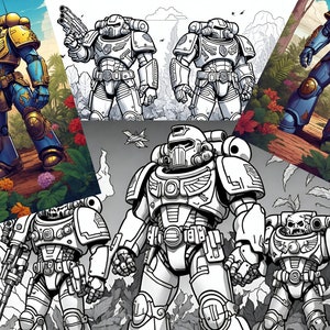 100 Digital Colouring Book: Space Marine Images, Colouring in Pages, All Ages Colouring, Colouring in, Immediate Download image 2