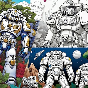 100 Digital Colouring Book: Space Marine Images, Colouring in Pages, All Ages Colouring, Colouring in, Immediate Download image 4