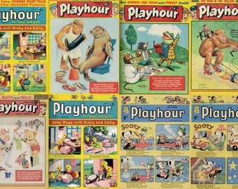 Colección masiva de 1097 números de PlayHour Comics / Cómics infantiles británicos antiguos / 1954-1987 / Descarga inmediata