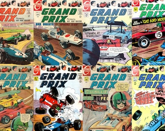 Grand Prix Comics 1967-1970, paquete de 15 números, cómics de carreras, descarga digital instantánea, novelas gráficas vintage